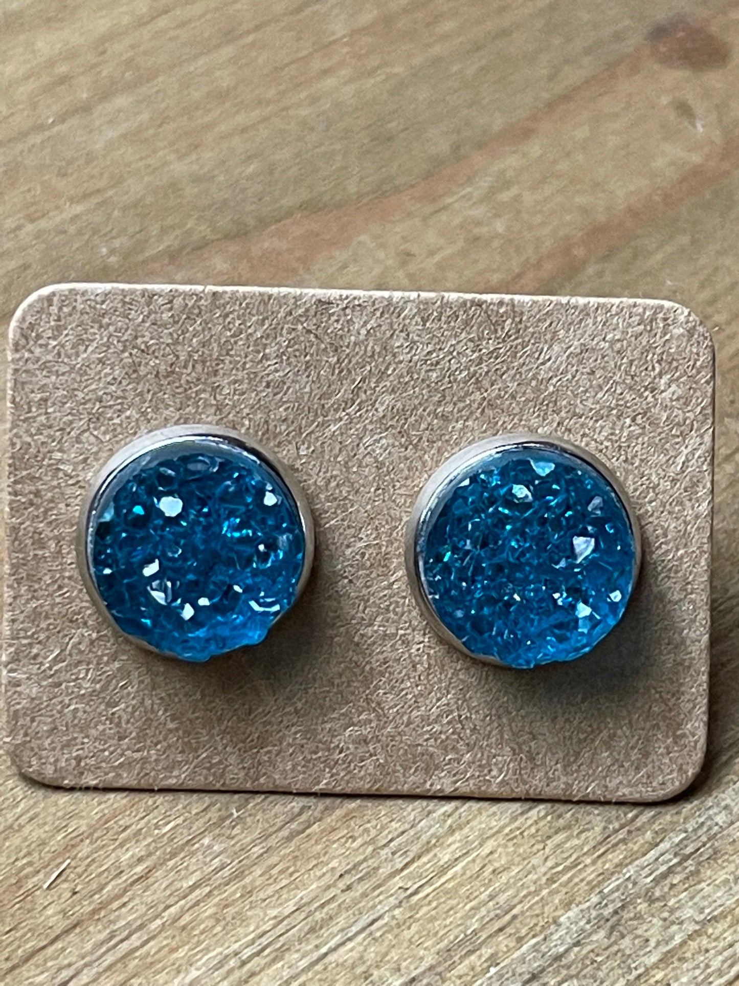 Teal Druzy Studs