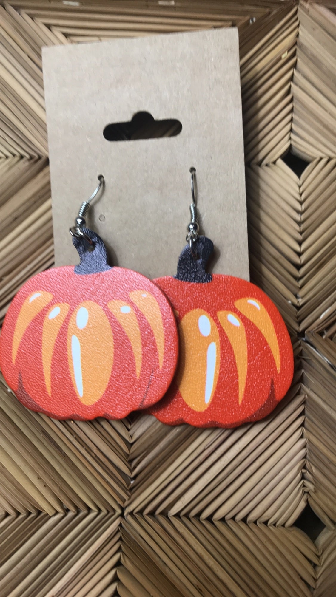 Holiday Fall Prints- Orange Pumpkin Earrings
