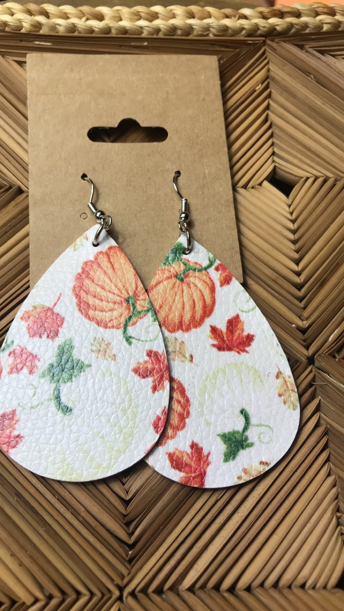 Holiday Fall Prints- White and Orange Pumpkin Earrings