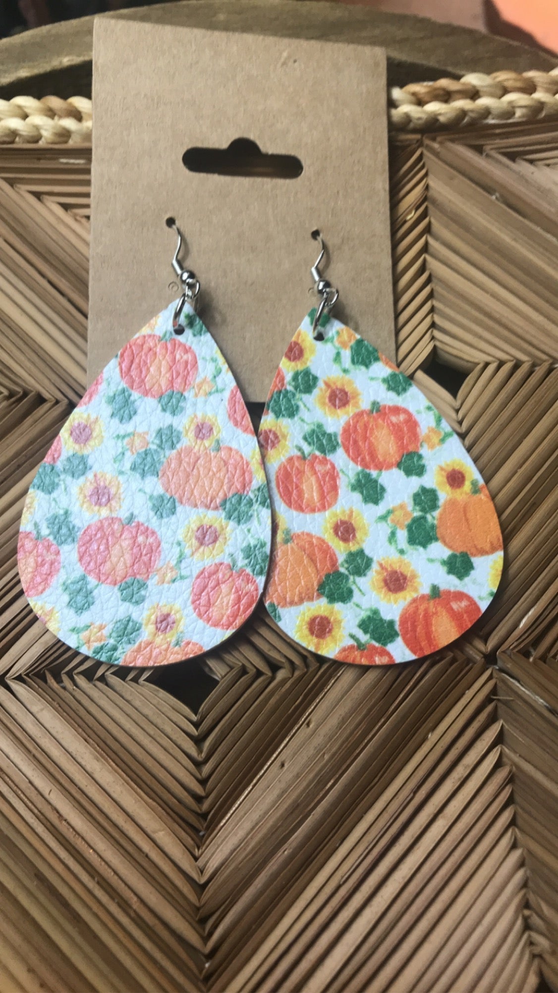 Holiday Fall Prints- Pumpkins and Sunflower Earrings