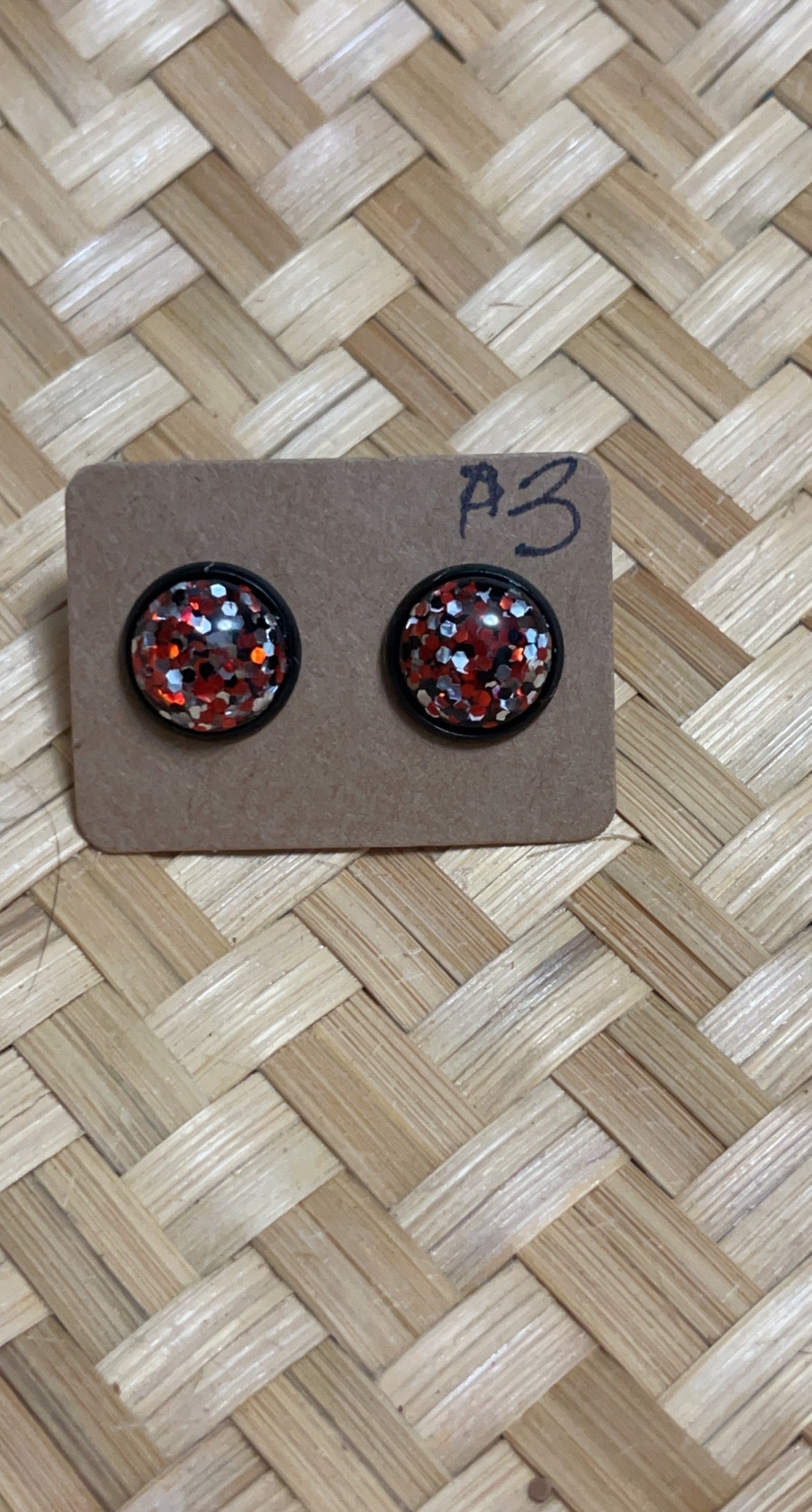 Red and Black Glitter Studs