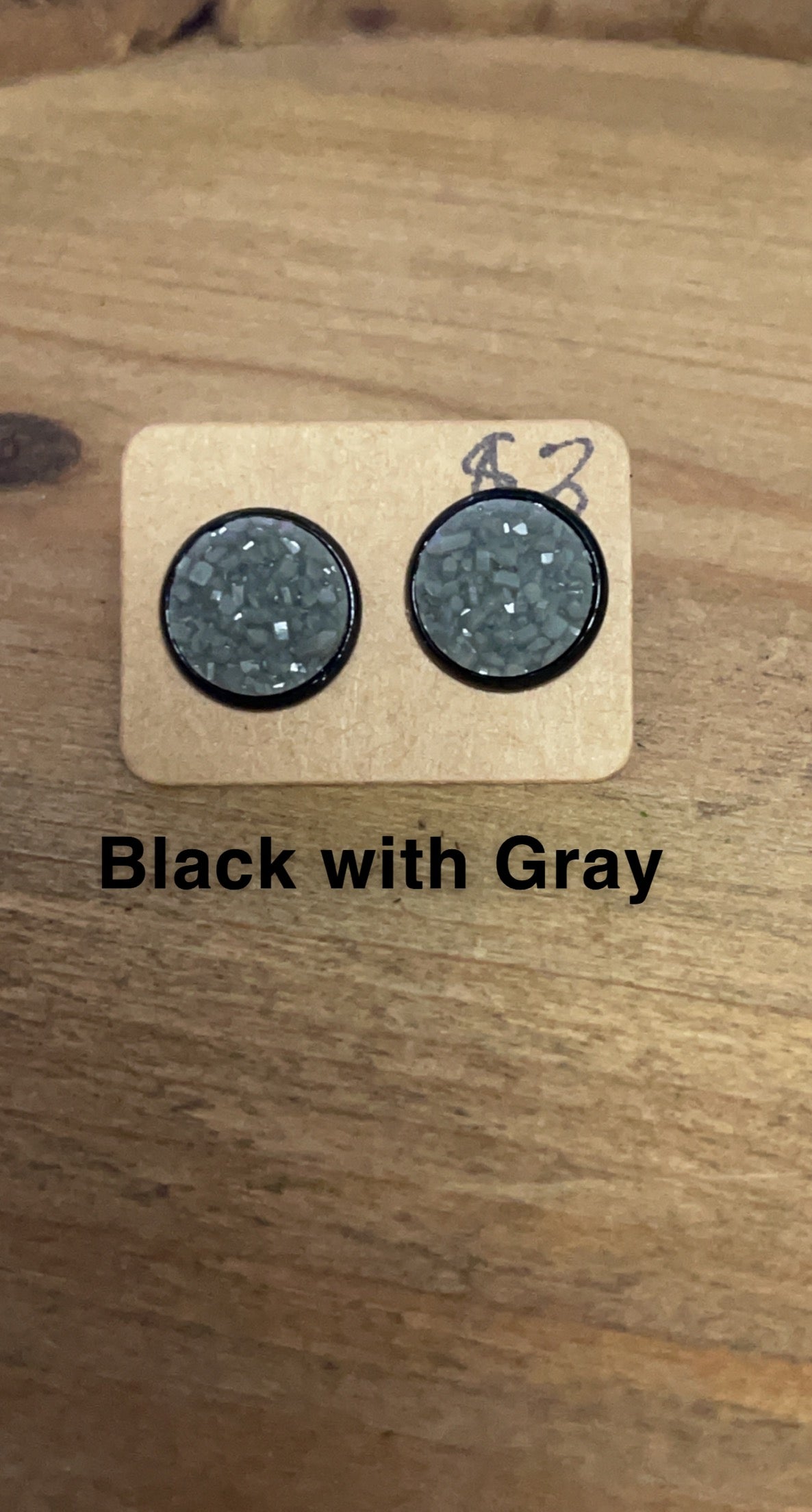 Sports- Gray Druzy with Black Studs