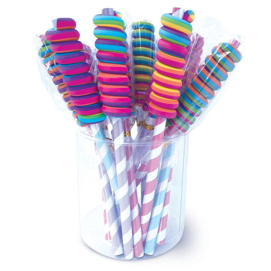 Rainbow Twist Lollipop Pencils with Eraser Toppers